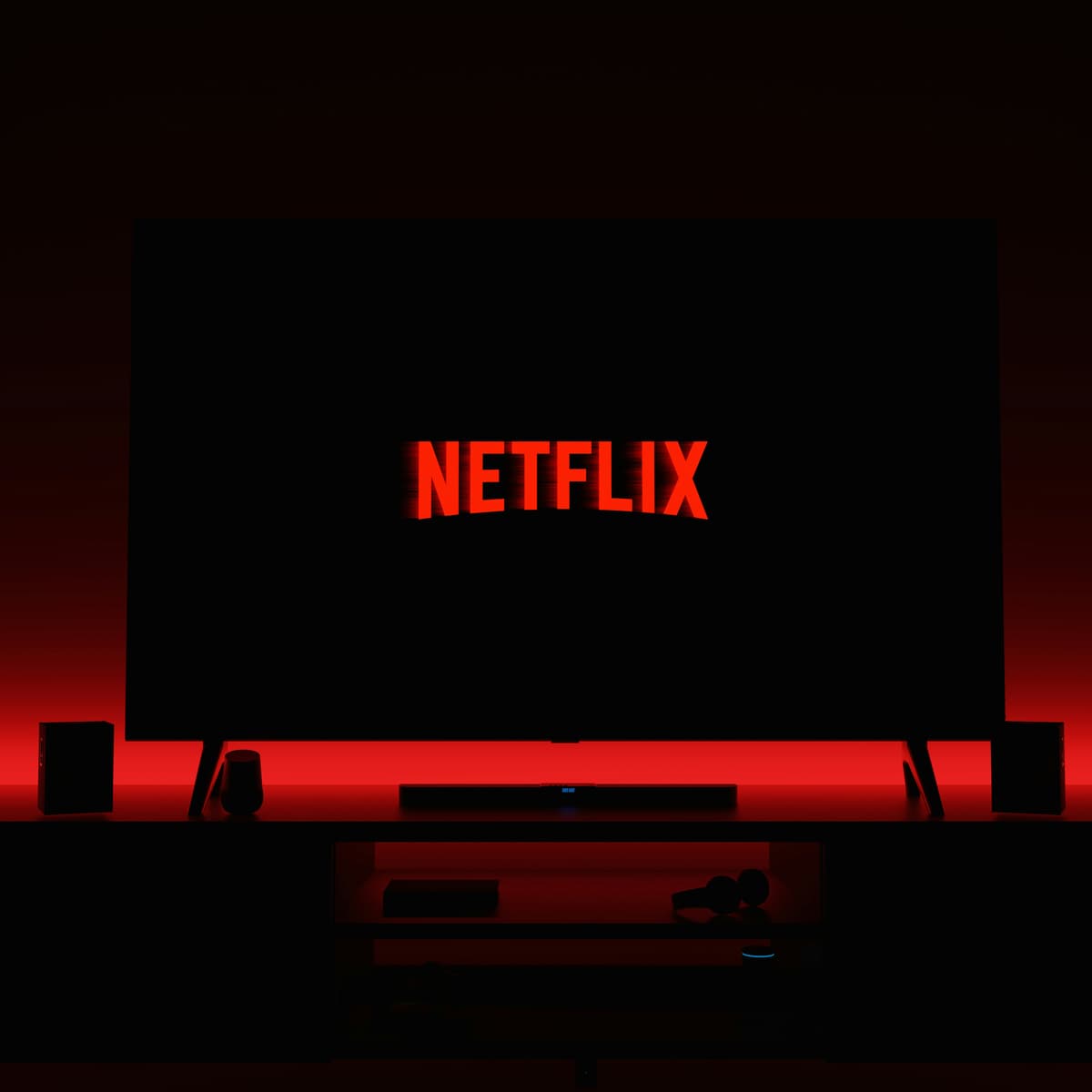 A TV screen showing the Netflix logo