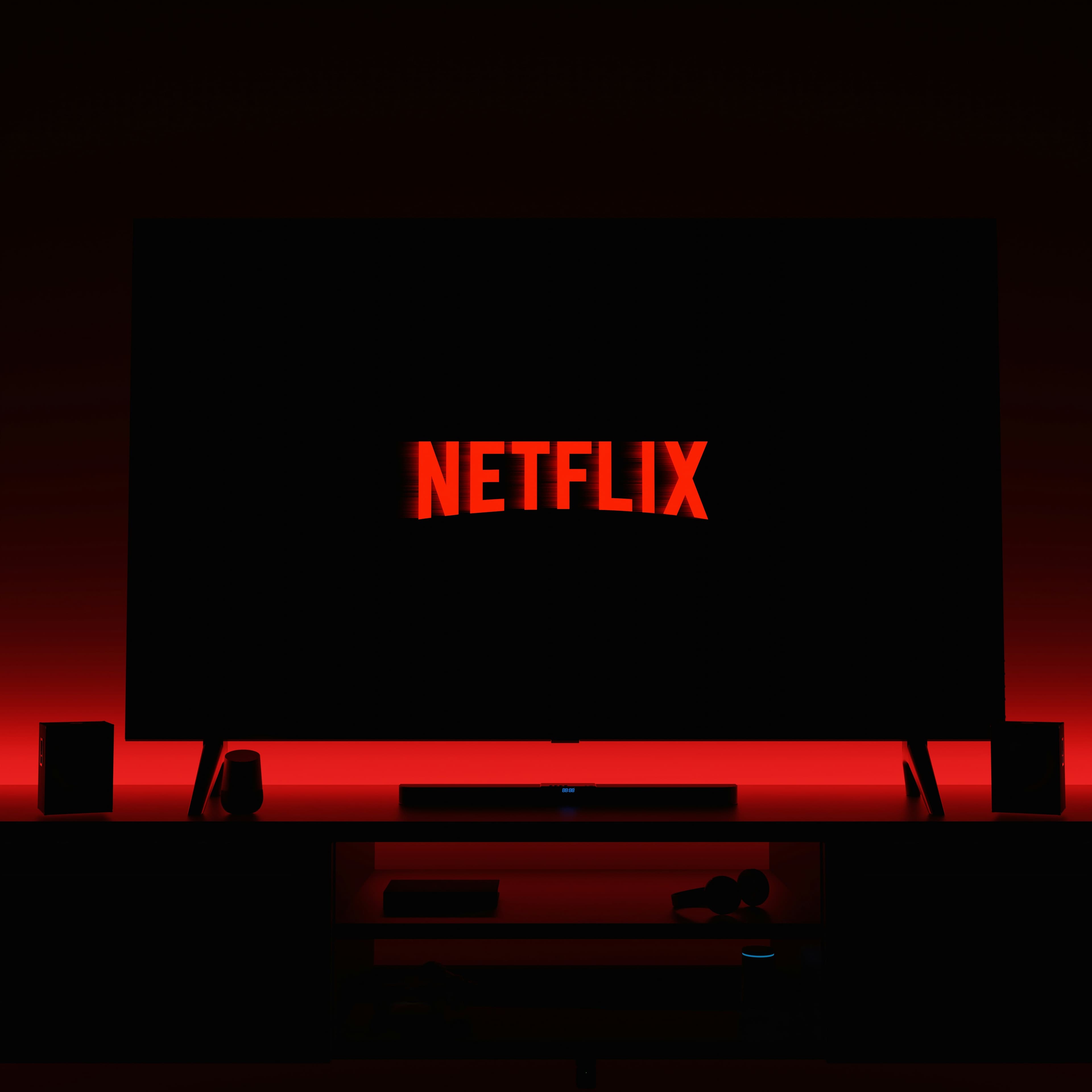 A TV screen showing the Netflix logo