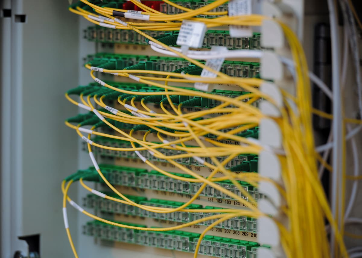 Neatly arranged network cables in a server rack